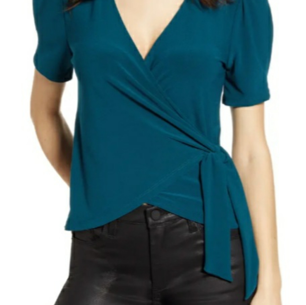 Nordstrom All in Favor Teal Wrap Top